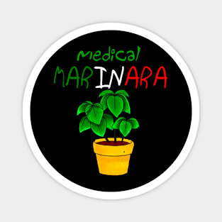 Medical Marinara - Italian Flag Color Lettering T-Shirt with Basil Plant Magnet